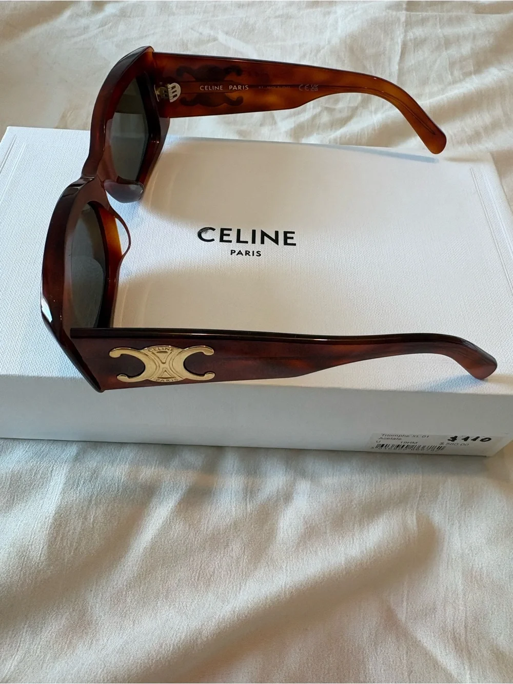 Celine Brown Leather Triomphe Sunglasses with Matching Case